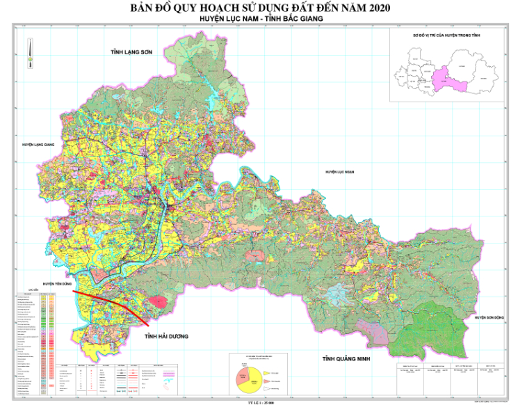 Bản đồ quy hoạch sử dụng đất huyện Lục Nam đến năm 2020