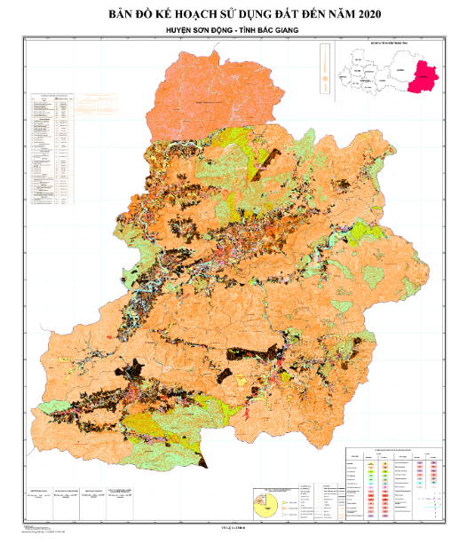 Bản đồ Kế hoạch sử dụng đất đến năm 2020 huyện Sơn Động