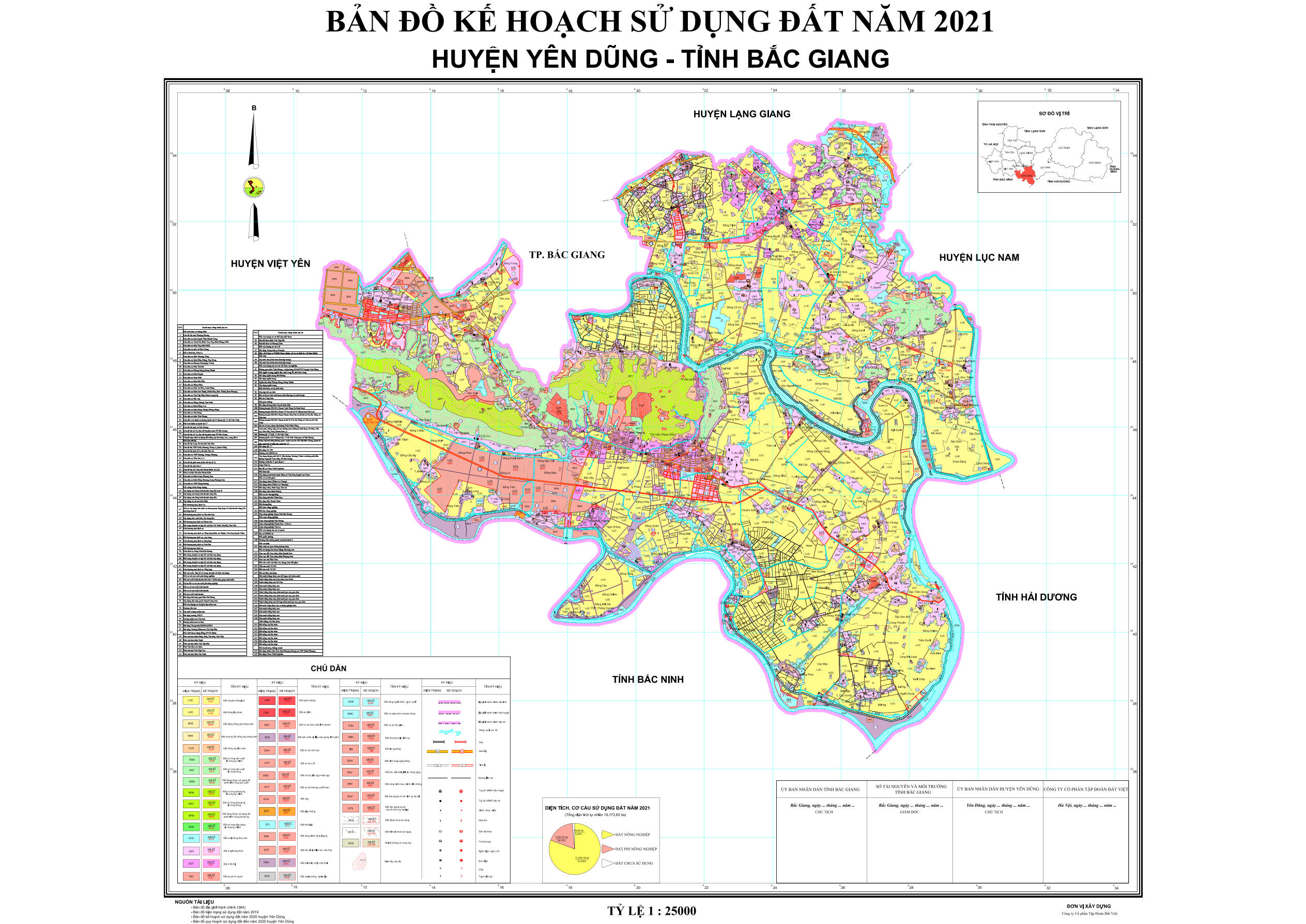 Bản đồ Kế hoạch sử dụng đất đến năm 2021 huyện Yên Dũng