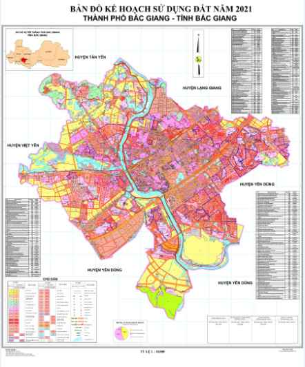 Bản đồ Kế hoạch sử dụng đất đến năm 2021 Thành Phố Bắc Giang