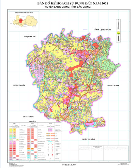 Bản đồ Kế hoạch sử dụng đất đến năm 2021 huyện Lạng Giang