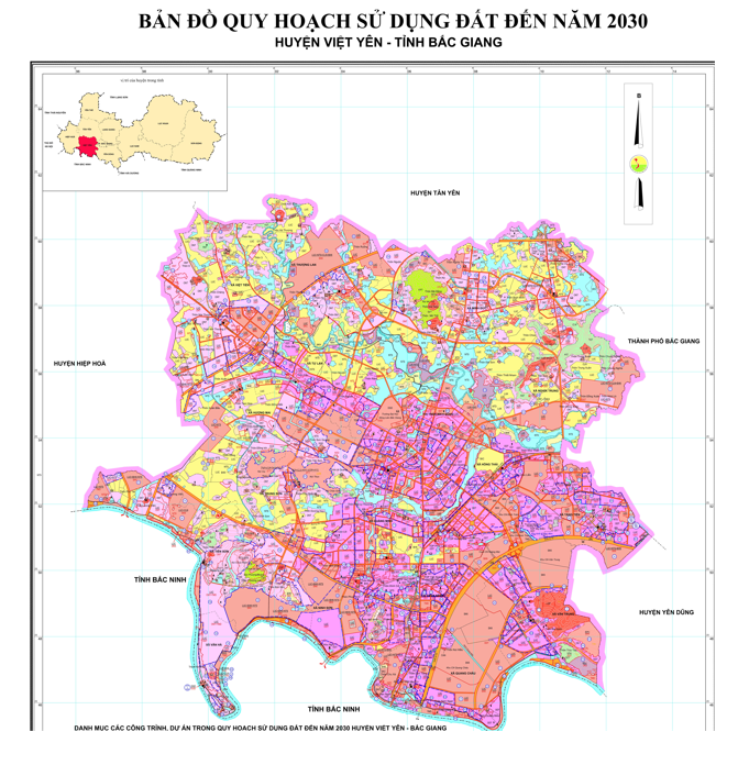 Bản đồ quy hoạch sử dụng đất đến năm 2030 huyện Việt Yên