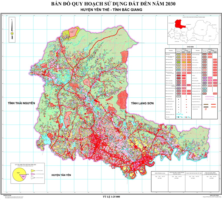 Bản đồ quy hoạch sử dụng đất đến năm 2030 huyện Yên Thế