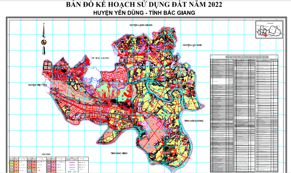 Bản đồ Kế hoạch sử dụng đất năm 2022 huyện Yên Dũng Tỉnh Bắc Giang