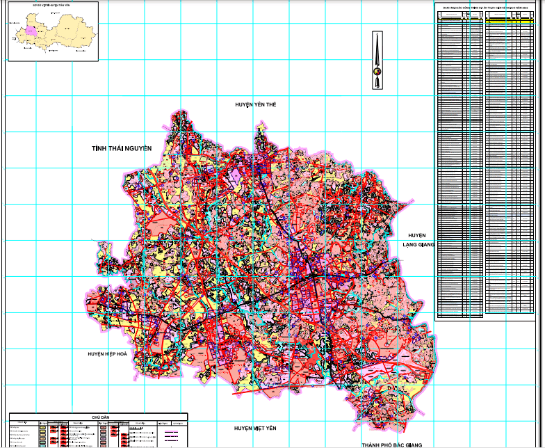 Bản đồ Kế hoạch sử dụng đất năm 2022 huyện Tân Yên Tỉnh Bắc Giang