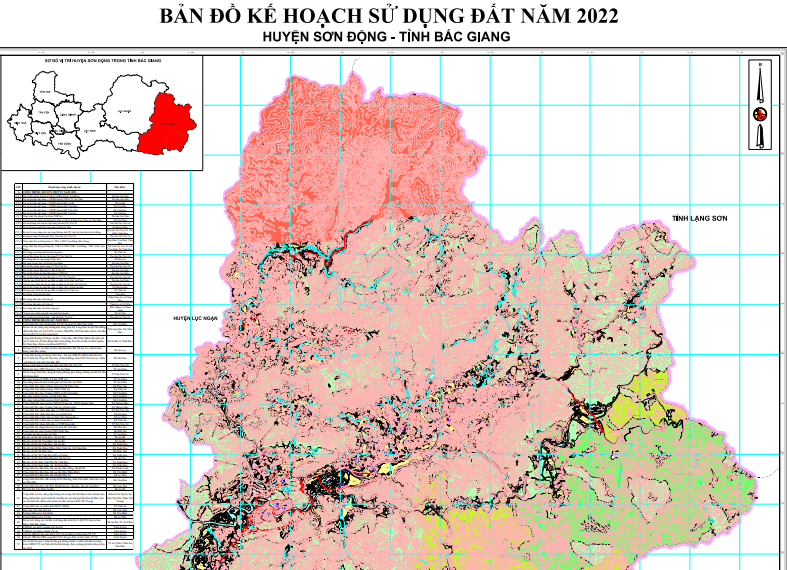 Bản đồ Kế hoạch sử dụng đất năm 2022 huyện Sơn Động Tỉnh Bắc Giang