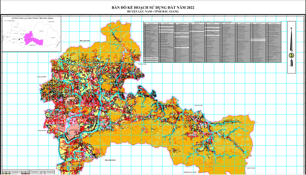 Bản đồ Kế hoạch sử dụng đất năm 2022 huyện Lục Nam Tỉnh Bắc Giang