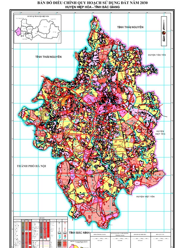 Bản đồ điều chỉnh quy hoạch sử dụng đất đến năm 2030 huyện Hiệp Hòa