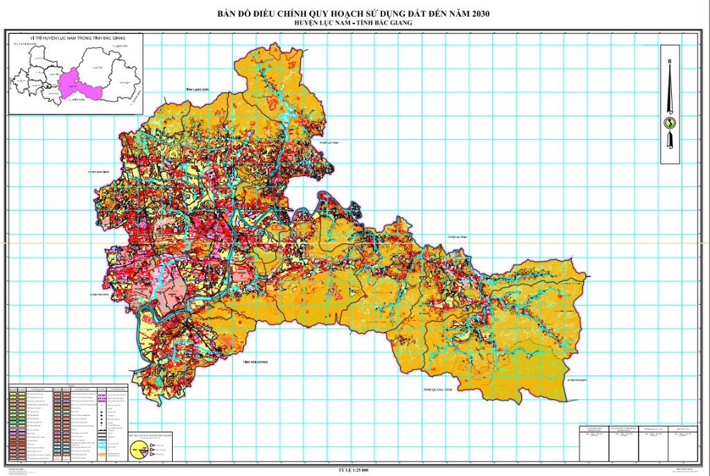Bản đồ điều chỉnh quy hoạch sử dụng đất đến năm 2030 huyện Lục Nam