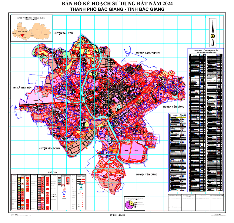 Bản đồ kế hoạch sử dụng đất năm 2024 thành phố Bắc Giang