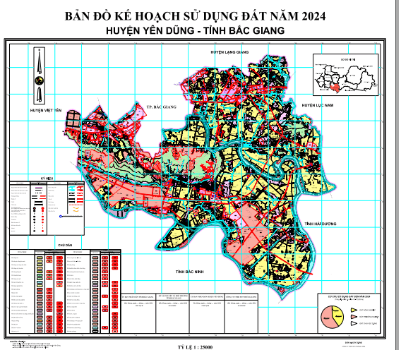 Bản đồ kế hoạch sử dụng đất năm 2024 huyện Yên Dũng