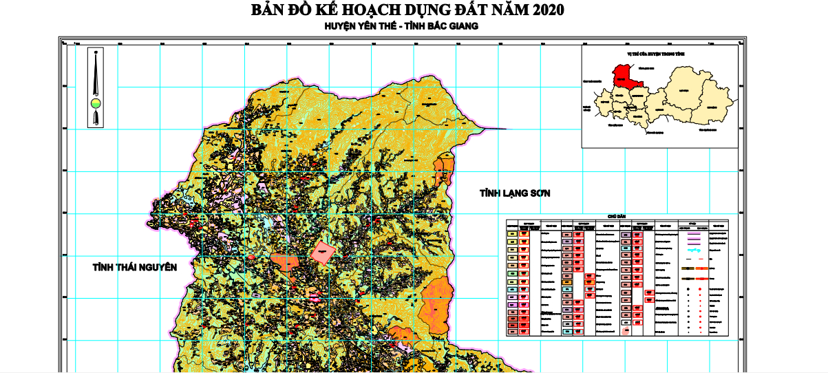 Bản đồ Kế hoạch sử dụng đất đến năm 2020 huyện Yên Thế