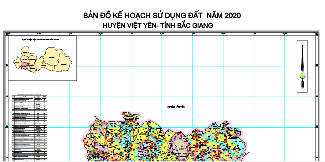 Bản đồ Kế hoạch sử dụng đất đến năm 2020 huyện Việt Yên